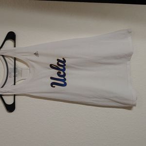 UCLA loose racer back white tee. Adidas Climalite. Size large